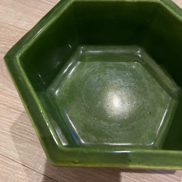 Vintage 1983 Haeger Pottery Hexagon Bowl Planter 4003 In in DEEP GREEN - Picture 10 of 12